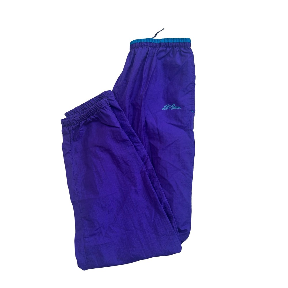 Vintage LL Bean Windbreaker Track Pants Purple Teal XL Mens Nylon Joggers